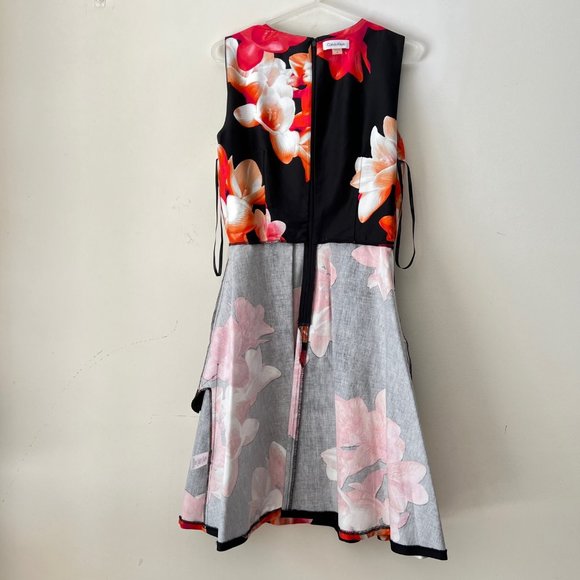 NEW CALVIN KLEIN Floral Fit & Flare Dress with Large Pleats, Size 6 - Picture 10 of 13
